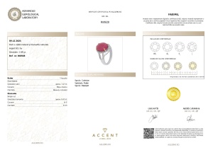 Certificat Gemologic Agl Inel din argint cu rubin natural și diamante naturale RI8928
