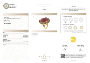 Certificat Gemologic Agl Inel din argint cu rubin natural și diamante naturale RI9851