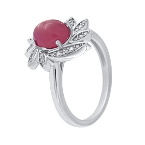 Inel din argint cu rubin și pietre de cubic zirconia