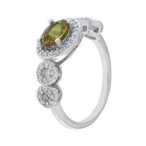 Inel din argint cu safir și cubic zirconia