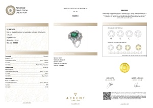 Certificat Gemologic Agl Inel din argint cu smarald natural, acvamarin natural și diamante naturale RI9064