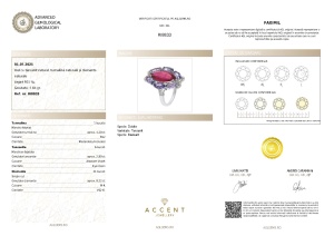 Certificat Gemologic Agl Inel din argint cu tanzanit natural, turmalină naturală și diamante naturale RI8833