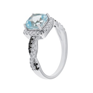 Inel din argint cu topaz, cubic zirconia și spinel