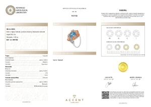 Certificat Gemologic Agl Inel din argint cu topaz natural, granat natural și diamante naturale RI9766