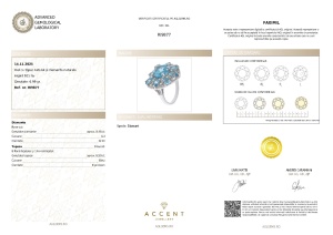 Certificat gemologic Agl Inel din argint cu topaz natural și diamante naturale RI9877