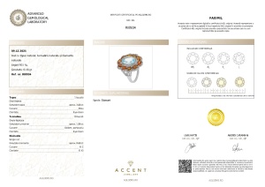 Certificat Gemologic Agl Inel din argint cu topaz natural, turmaline naturale și diamante naturale RI8934