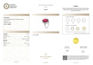 Certificat gemologic Agl Inel din argint cu turmalină naturală și diamante naturale RI8807