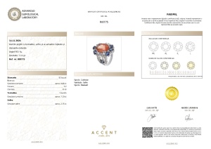Certificat Gemologic Agl Inel din argint cu turmalină, safire şi acvamarine faţetate și diamante naturale RI8775