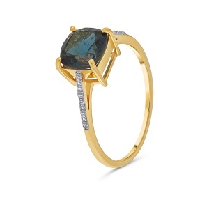 Inel din aur de 14k cu diamante naturale de 0.08 ct și topaz natural de 1.90 ct