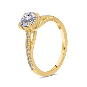 Inel din aur de 18k cu diamante naturale de 0.90 ct și 0.12 ct