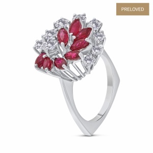 Inel din aur de 18k cu diamante naturale de 1.05 ct și rubine naturale de 0.85 ct