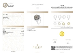 Certificat Gemologic Agl Inel din platină cu perlă de cultură Tahitian și diamante naturale de 0.32 ct AI2647
