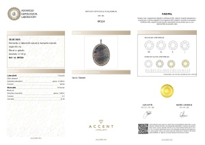 Certificat Gemologic Agl Pandantiv din argint cu labradorit și diamante naturale RP324
