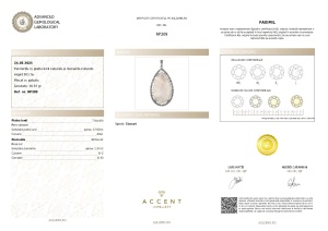 Certificat Gemologic Agl Pandantiv din argint cu piatra lunii și diamante naturale RP309