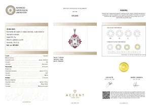 Certificat Gemologic Agl Pandantiv din argint cu rubine naturale, cuarț natural și diamante naturale RP1049