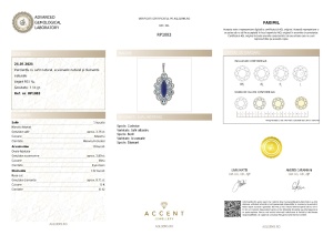 Certificat gemologic Agl Pandantiv din argint cu safir natural, acvamarin natural și diamante naturale RP1083
