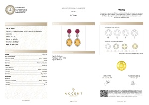 Certificat Gemologic Agl Cercei din argint cu citrine, safire și diamante naturale RC2700
