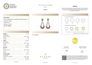 Certificat Gemologic Agl Cercei din argint cu granat natural, peridot natural, topaz natural și diamante naturale RC2512