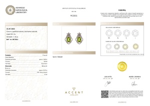 Certificat gemologic Agl Cercei din argint cu peridot natural și diamante naturale RC3311