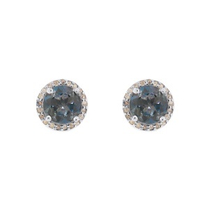 Cercei din argint cu topaz natural și diamante naturale
