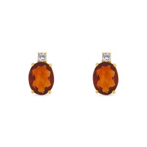 Cercei din aur de 14k cu citrine naturale de 3.06 ct și diamante naturale de 0.11 ct