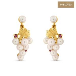 Cercei din aur de 14k cu rubine naturale de 0.18 ct și perle Akoya