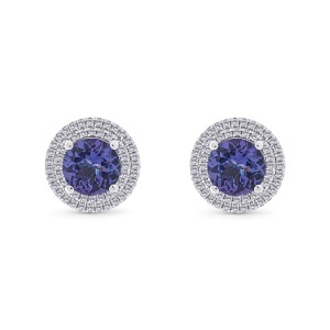 Cercei din aur de 18k cu diamante naturale de 0.36 ct și tanzanite naturale de 2.72 ct