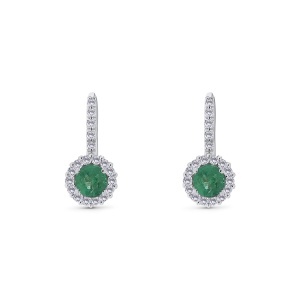 Cercei din aur de 18k cu smaralde naturale de 0.83 ct și diamante naturale de 0.43 ct