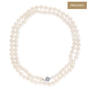 Colier din aur de 18k cu diamante naturale de 0.45 ct și perle de cultură Akoya