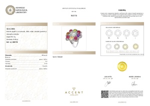 Certificat Gemologic Agl Inel din argint cu acvamarin, citrin, rubin, ametist, peridot și diamante naturale RI8778