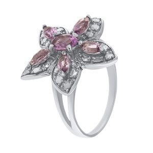 Inel din argint cu ametiste și cubic zirconia