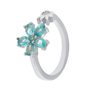 Inel din argint cu apatit și cubic zirconia