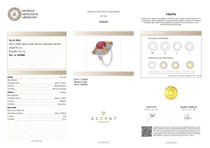 Certificat Gemologic Agl Inel din argint cu citrin natural, rubin natural și diamante naturale RI9888