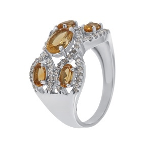Inel din argint cu citrine și cubic zirconia
