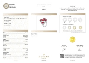 Certificat Gemologic Agl Inel din argint cu granat natural, topaz natural, rubin natural și diamante naturale RI9001