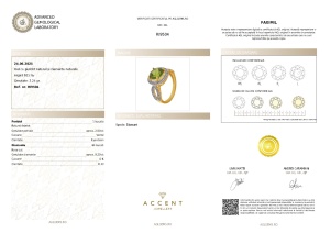 Certificat gemologic Agl Inel din argint cu peridot natural și diamante naturale RI9504