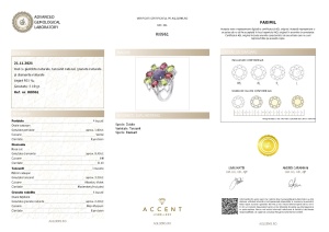 Certificat Gemologic Agl Inel din argint cu peridot natural, tanzanit natural, granat natural și diamante naturale RI8961