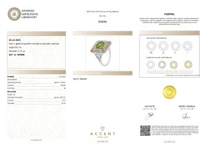 Certificat Gemologic Agl Inel din argint cu piatră de peridot naturală și diamante naturale RI9898