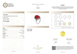 Certificat gemologic Agl Inel din argint cu rubin și diamante naturale RI8206
