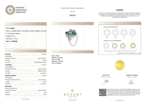 Certificat Gemologic Agl Inel din argint cu smarald natural, tanzanit natural, diopsid chrome natural și diamante naturale RI9038