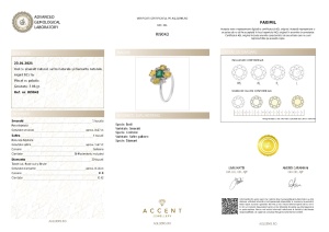 Certificat Gemologic Agl Inel din argint cu smarald, safire și diamante naturale RI9043