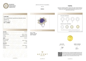 Certificat gemologic Agl Inel din argint cu tanzanit natural, opal natural și diamante naturale RI8821