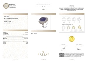 Certificat AGL GEMS Inel cu tanzanit natural, diamante naturale argint 925