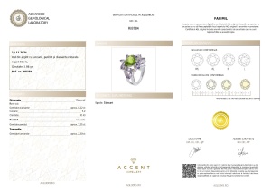 Certificat Gemologic Agl Inel din argint cu tanzanit, peridot și diamante naturale RI8784