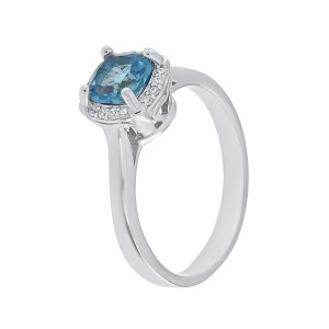 Inel din argint cu topaz bleu