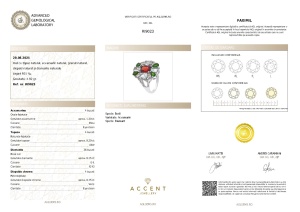 Certificat Gemologic Inel din argint cu topaz natural, acvamarin natural, granat natural, diopsid natural și diamante naturale RI9023