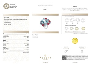 Certificat Gemologic Agl Inel din argint cu topaz natural, rubin natural și diamante naturale RI8913