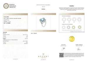 Certificat Gemologic Agl Inel din argint cu topaze naturale și diamante naturale RI9002