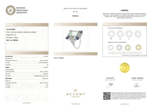 Certificat Gemologic Agl Inel din argint cu turcoaz natural și diamante naturale RI9916