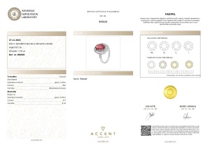 Certificat Gemologic Agl Inel din argint cu turmalină naturală și diamante naturale RI8926